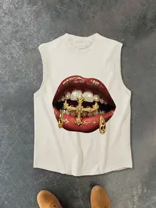 Men's Vest T-Shirt, Skin-Friendly Fabric, Soft Breathable Material, Luxury Graphic Print Design, Perfect for Streetwear & Sports