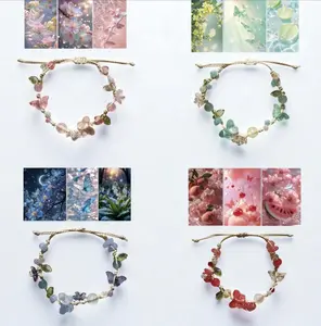 [NEW] “Summer Bloom” Handmade Wax Cord Bracelet – Floral Theme, Adjustable for Couples & Friends