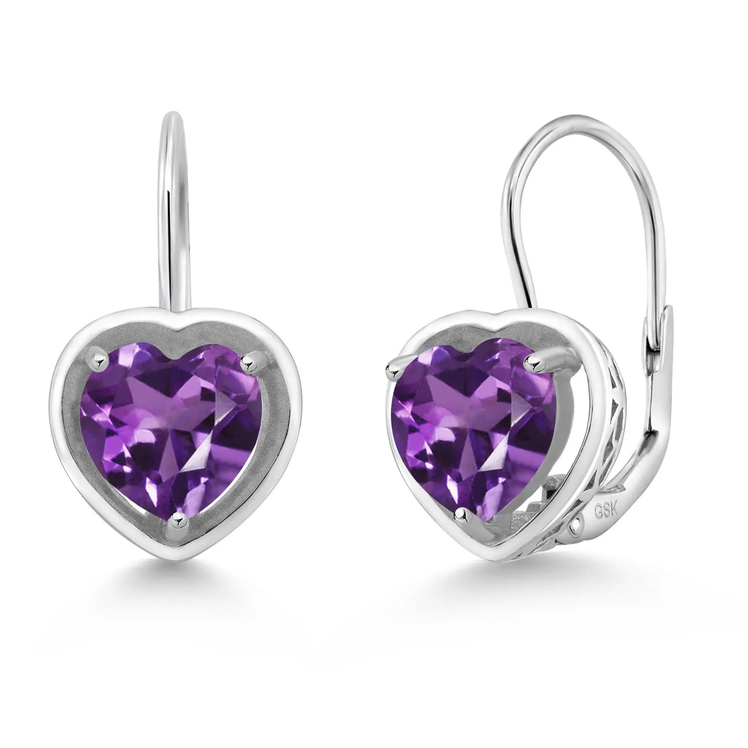 Heart Shape Gemstone Birthstone Leverback Drop Earrings for Women | 925 Sterling Silver | 7MM Heart Design | Fine Jewelry Gifts for Women Mom Wife Her