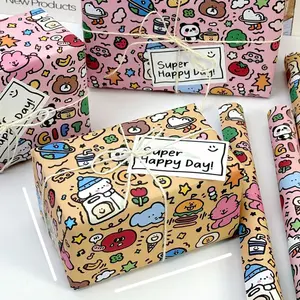Cute Graffiti Gift Wrapping Paper Set (3/6/10 Sheets), Vibrant Cartoon & Candy Patterns, High-Quality Recyclable Paper, Perfect for Birthdays