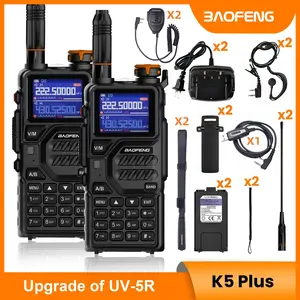 1/2PCS BAOFENG Walkie Talkie K5PLUS 10W Ham Radio Long Range, Handheld Two Way Radio UV-5R Upgraded Walkie Talkies with Foldable Upgraded Antenna, Wireless Copy Frequency Rechargeable Multi Band 2500mAh Type-C AM FM NOAA Radio