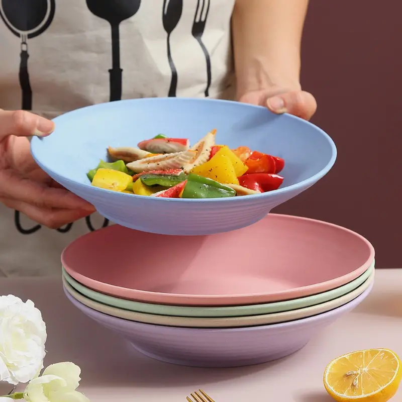 5pcs 9 Inch Deep Large Capacity Dinner Plates, Serving Plates, Pasta Plate Dessert Plate Salad Plate, Home Dorm Kitchen Restaurant Party Utensils Accessories, Dishwasher Safe Tableware, Dinnerware