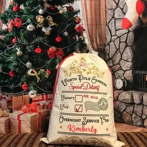 Personalized Santa Sack North Pole Express Special Delivery Christmas Surprise Gift Bag