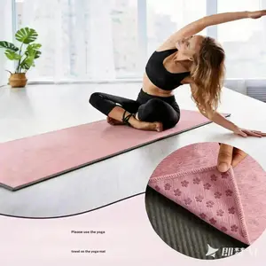 Non-Slip Yoga Mat Pad, 72"x24" Microfiber Sweat Absorbent, Paw Print Design, Ultimate Grip & Comfort for Yoga Practice