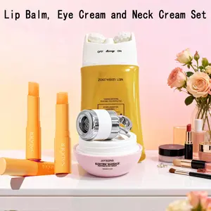 Eye Cream,Neck Firming Roller Cream and Lip Balm for Moisturizing Hydrating Skin, Smoothing Fine Lines, Enhancing Eye and Neck Skin Elasticity, Hydrate Moisture Moisturize eye firming cream neck - eye care Electric with Red Light Vibration Moisturizer