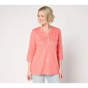 Denim & Co. Beach Regular Linen Blend V-Neck Tunic