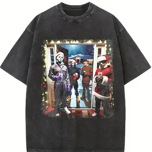 Retro Funny Christmas Horror Movies Tshirt, Vintage Holiday Shirt, Tis the Season Shirts, Halloween, Xmas Gift, Trendy Graphic Tee