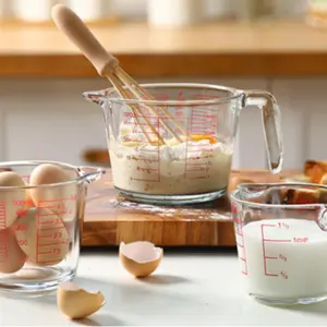 Glass Measuring Cup Microwave Safe, Hot Milk Baking Cup, High Temperature Resistant with Scale, Supports Multiple Liquid Measurements, Kitchenware, Kitchen Measuring Utensils, Kitchen Gadgets