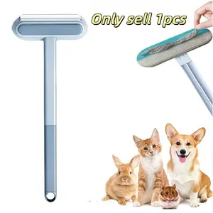 Three-In-One Long Handle Pet Hair Remover Brush, Reusable Dust Cleaner for Furniture, Carpets, Clothes, Bedding, Car Interior