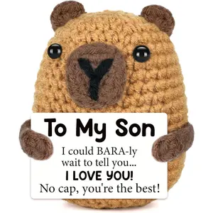 Fathers Day Son Gifts Handmade Crochet Animal Capybara Presents for Teen Boys Birthday Graduation from Mom Dad I Love You Gifts for Bonus Step Sons Son in Law