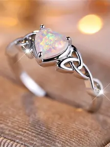 Iridescent Opal Celtic Weave Ring, Elegant Ring, Elegant Glittering Ring, Whimsical Accessory for Spiritual Ladies, Perfect Gift for Birthdays & Festivals