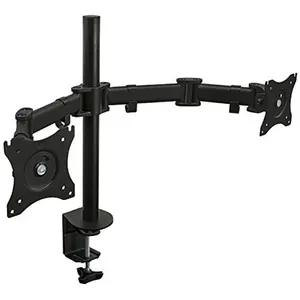 212 MAIN Heavy-Duty Articulated Double Arm LCD LED Computer Monitor Mount - Clamp-On, VESA Compatible, 360° Rotatable, 27 in., Height-Adjustable for Height Adjustable Desk, Rotates 360°
