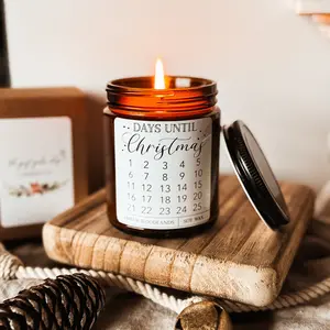 Countdown to Christmas Candle | Christmas Soy Candle | Advent Calendar Candle | Hand Poured 9 oz Candle | Rustic Amber Candle Decor Glass