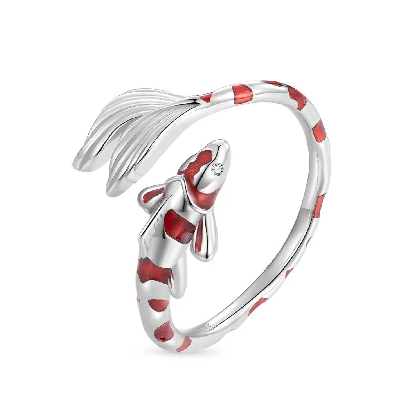 Gnoce Unisex Adjustable Costume Ring - Enamel Wearable, Koi Animal Theme, Good Luck Fortune Design, Casual Trendy Fashion Jewelry, Fashion Rings, Animal Theme Ring