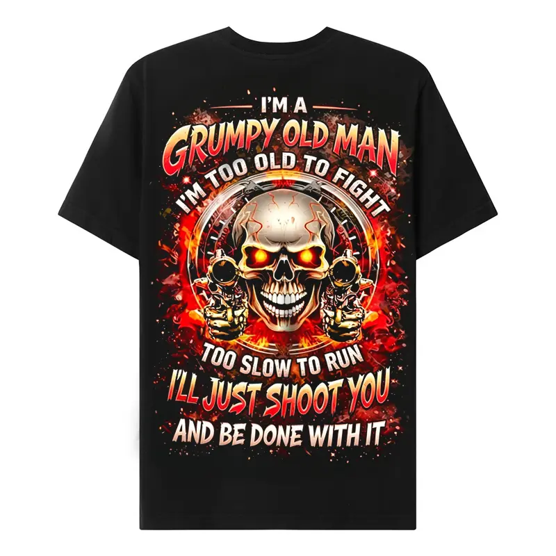 Chaosmoda Generation X I'm A Grumpy Old Man Custom Year Skull T-shirt Breathable Tshirt Cotton