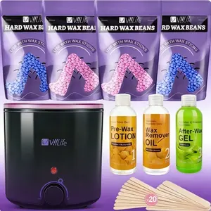Viilife Wax Heater Set, Adjustable Temperature Wax Pot, Rose & Chamomile Wax Beans, 20 Wax Sticks, Salon-Grade Hair Removal at Home