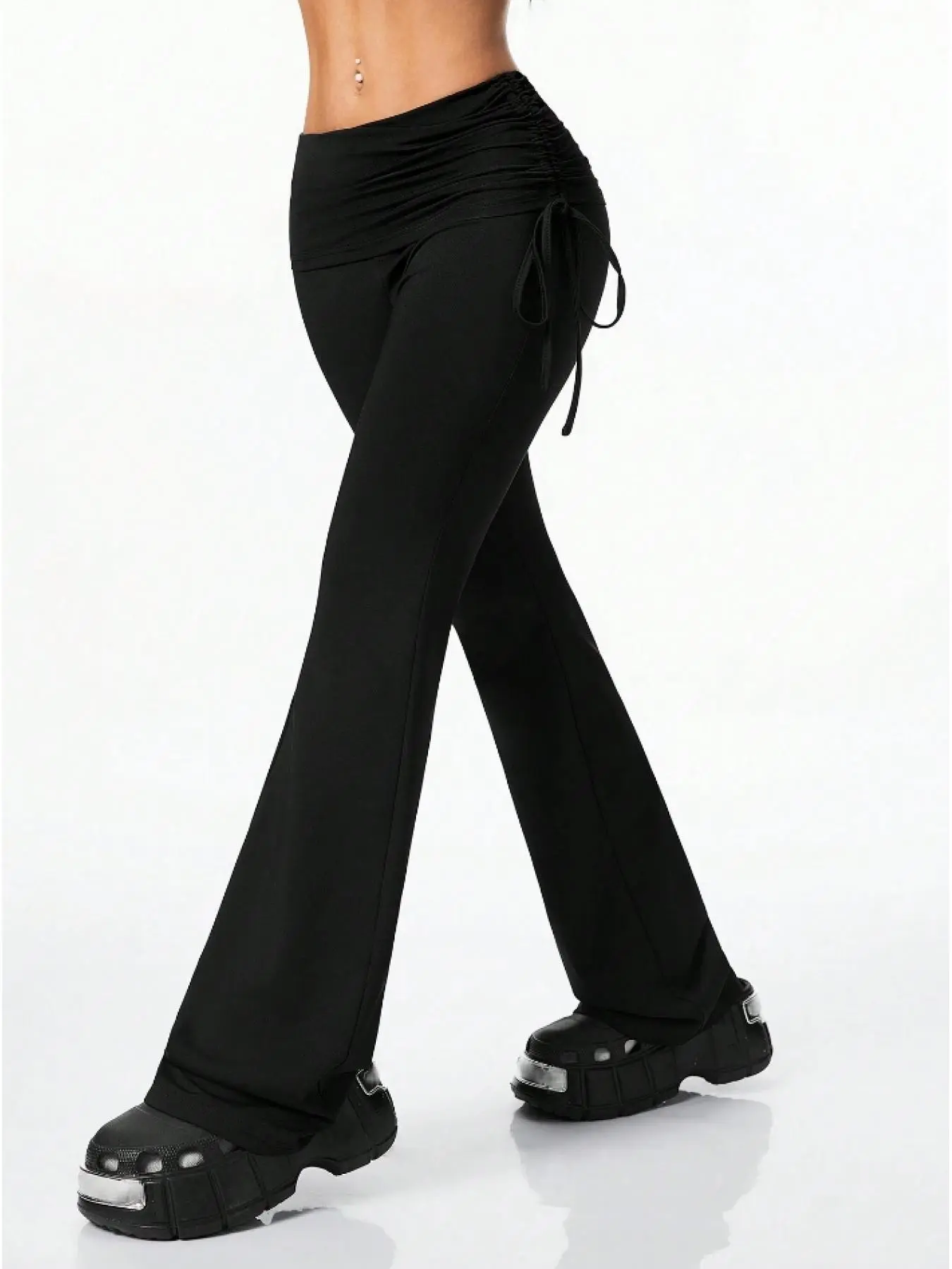 Women's Solid Color Flare Leg Pants, Casual Comfy Bell Bottom Trousers for Daily Wear, Ladies Bottoms for All Seasons, Casual Chic Trousers, Casual Fashion Trousers, Casual Streetwear Pants, Casual Style Bottoms