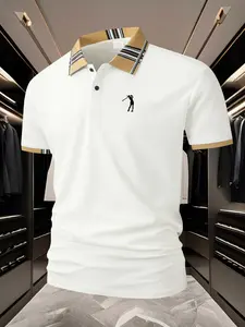 Women's Golf Print Polo Shirt, Trendy Men's Fashion, Outdoor Sports & Streetwear, Casual Sportswear, Micro-Elastic Comfort, Available in, Dark