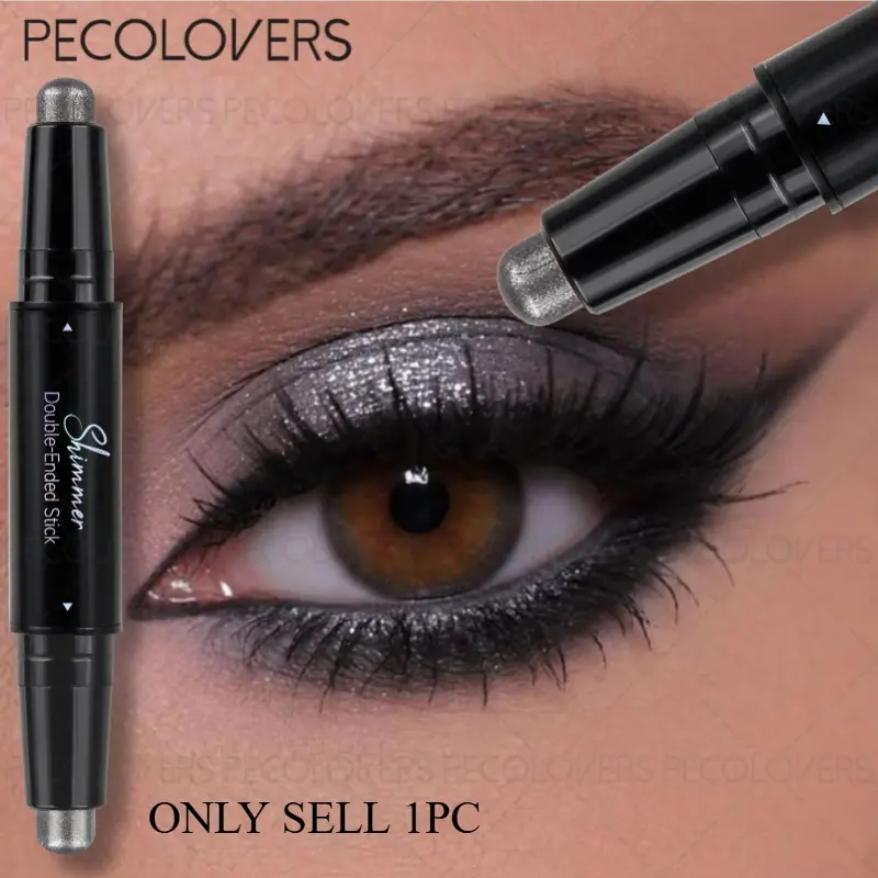 1pc Multi-Function Double-Ended Makeup Brush - Glitter Eyeshadow & Highlighter Hybrid Tool, Effortless Application & Buildable Shine, Compact Travel Design, Perfect for Daily Use & Party Glam - Professional Cosmetic Brush