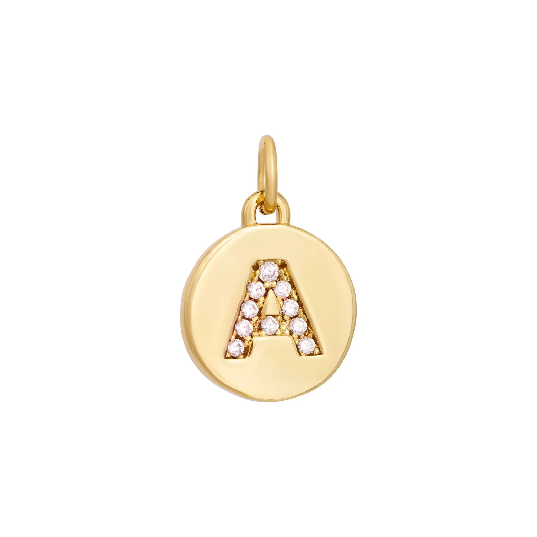 Gold Zircon Letter Coin Charms A-Z