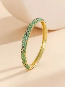 Chinese Style Beijing Cloisonné Craft Bangle Bracelet, Floral Pattern Zinc Alloy Jewelry for Women, Casual All Seasons Accessory