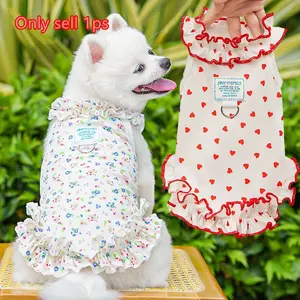 Summer Pet Dog Puppy Cat Kittens Clothes, Floral Princess Dress, Thin Breathable Fabric, Comfortable Clothing for Dogs and Cats, Stylish Pet