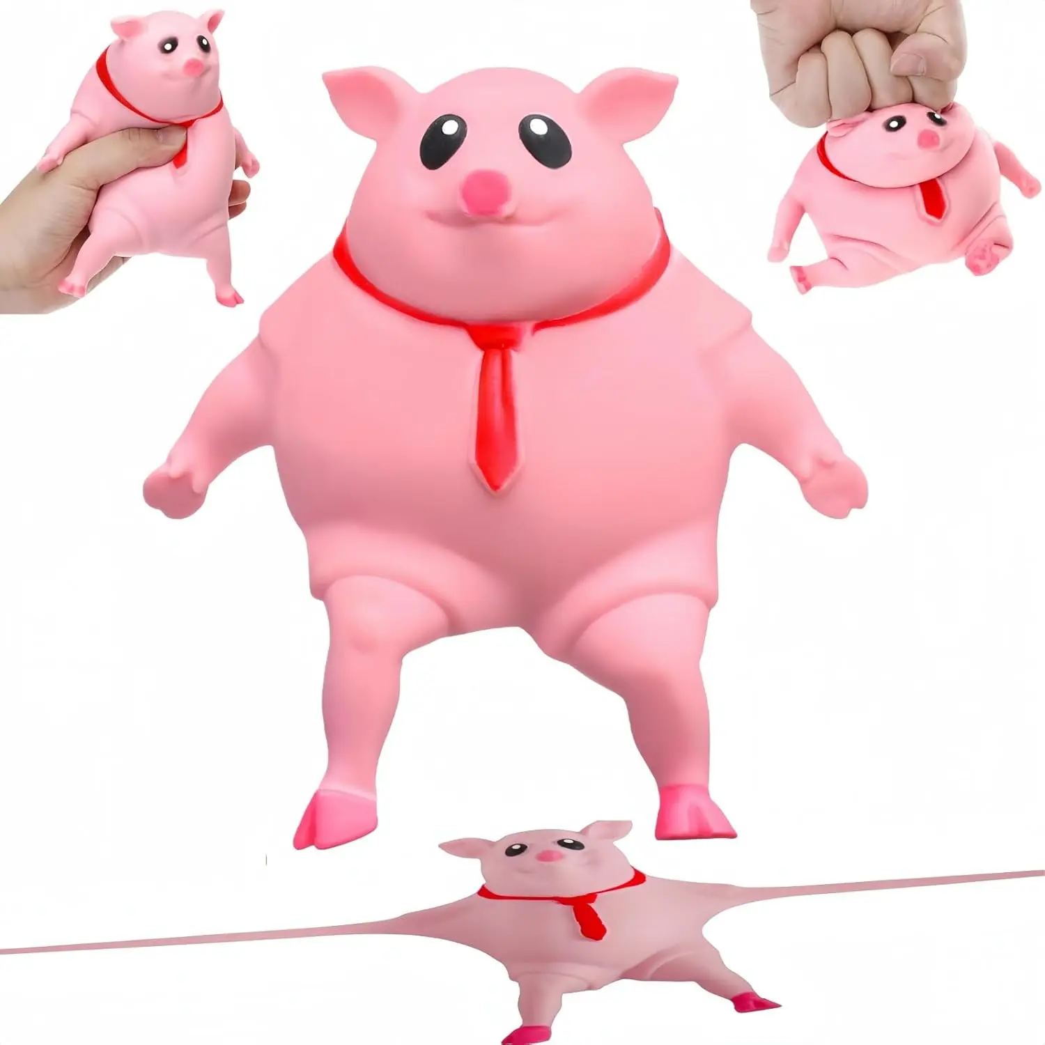 Stretchy Glue-Sand Filled Rubber Pig , Latex Piglet Soft Decompression Doll Toy,Squishy Pig Toy, Animal High-Elastic Stretchable, Decompression Toy for Adults and Children (Pig-S)