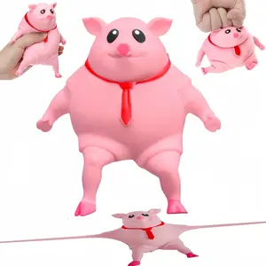 Stretchy Glue-Sand Filled Rubber Pig , Latex Piglet Soft Decompression Doll Toy,Squishy Pig Toy, Animal High-Elastic Stretchable, Decompression Toy for Adults and Children (Pig-S)