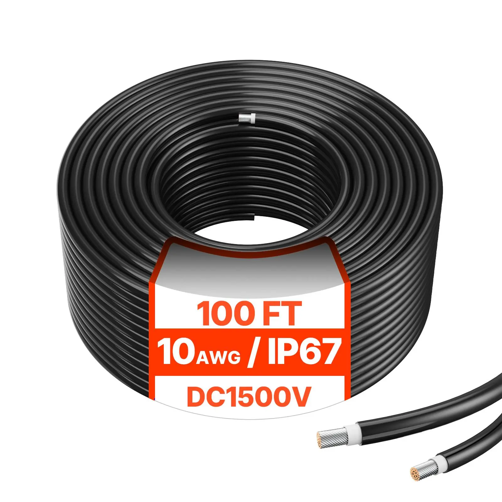 【summerfinds】VEVOR 100FT Solar Panel Extension Cable, 10AWG Solar Extension Cable Wire, 6mm² IP67 Waterproof PV Cable for Home, Ship and RV Solar Panels, Black