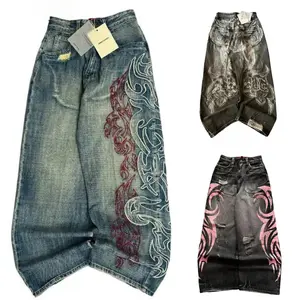 Men daily wear jeans casual personality wide leg pants y2k women pants