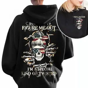 Custom Generation Skull Hoodie Don't Try To Figure Me Out Gen X Baby Boomers Millennial FAFO Hoodie Raised on Hose Water and Neglect 100% Cotton Two-Sided Design Women and Men Hoodie Casual Classic Fit Womenswear Love Unisex
