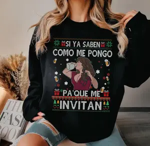 Jenni Rivera Ugly Christmas Sweatshirt, Si Ya Saben Como Me Pongo, Pa’ Que Me Invitan, Mexican Beer Party Xmas Sweater, Funny Fiesta Drinking Shirt Holiday Outfit