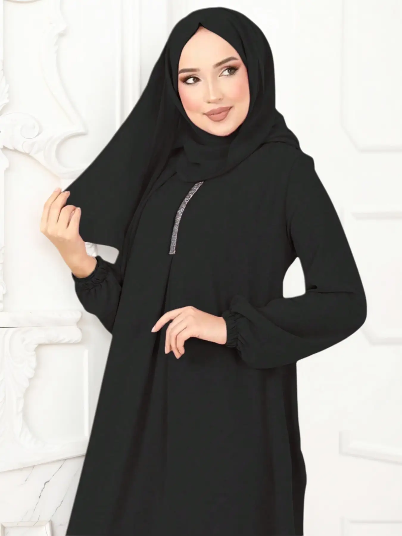 Elegant Women's Long Dress, Casual Loose-Fit Woven Fabric, All-Season Plain Color Simple Design, Perfect for Daily Wear & Special Occasions