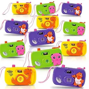 Kids’ Camera Toy Set - Pack of 12 - Children’s Pretend Play Prop with Images in Viewfinder