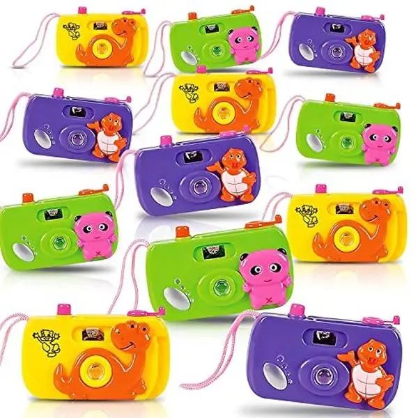 ARTCREATIVITY 12 Fun Camera Set for Age 3+ Pretend Play - 3 Adorable Designs (Panda/Dino/Turtle), Slide Viewfinder Prop, Enthrall Kids, Party Favors & Carnival Game Prizes, Home & Festive Supplies