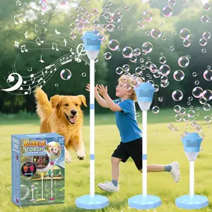 Bubble Machine for Kids, Automatic Standing Bubble Maker Machine Height Adjustable Up to 47 Inches Outdoor Battery Bubble Machine with Light/Music for Toddlers Birthday Party Gifts(Blue)