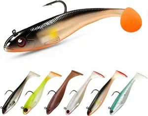 3.5In 0.42Oz Pre-Rigged Swim Baits for Bass Fishing - Jig Heads Soft Plastic Walleye Lures, Paddle Tail Swimbaits for Bass, Crappie & Trout Lures, Fishing  for Saltwater & Freshwater