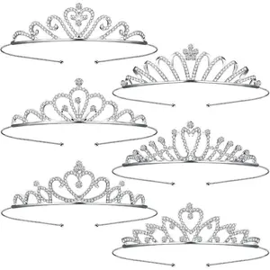 6 Pieces Princess Tiara for Women Crystal Tiara Crowns Rhinestone Headpiece Bridal Wedding Headband Birthday Prom Pageant Party Hair Accessories