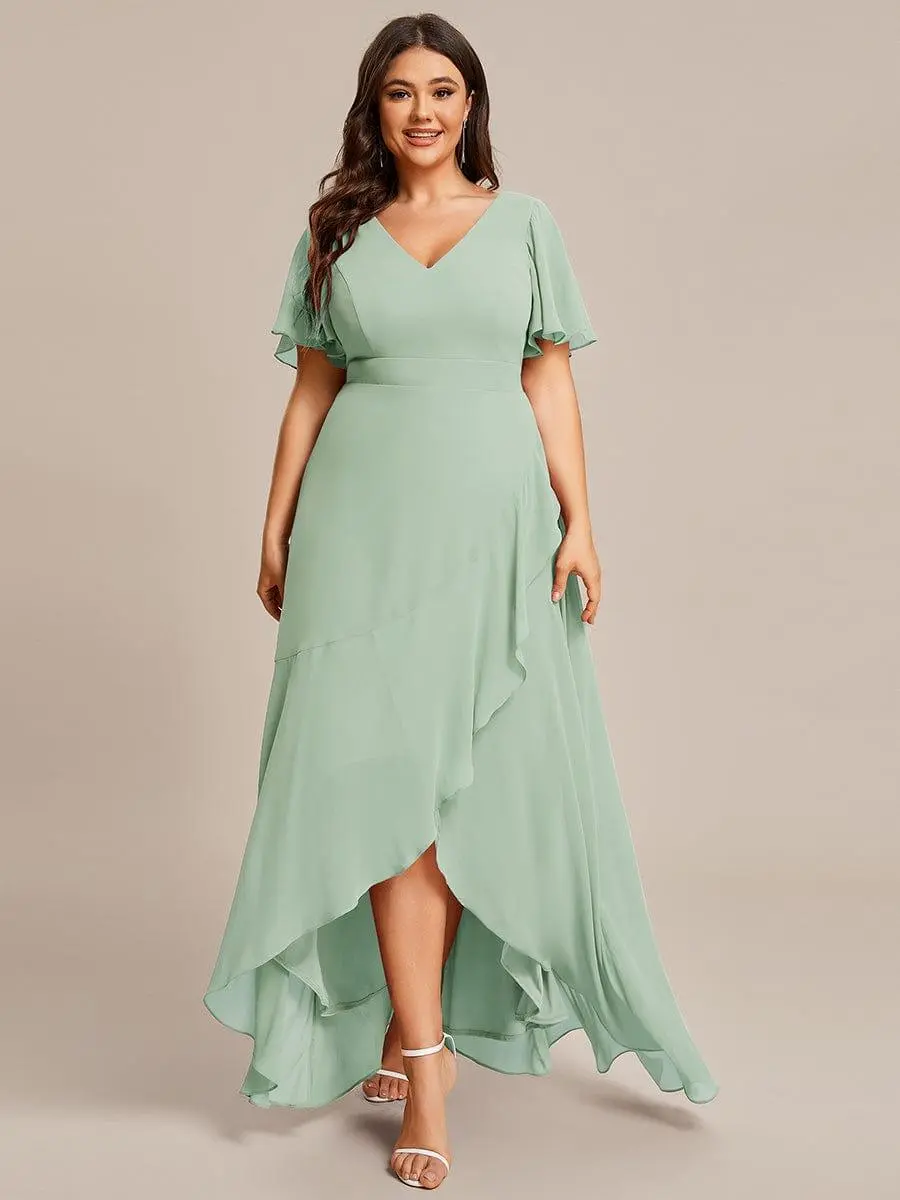 Ever-Pretty Spring Dress Elegant Minimalist V Neck Chiffon Bridesmaid Dress with Lotus Leaf Hemline & Flattering Fit for Women's Wear,Formal dress , 01749 - TikTok Shop Ever-Pretty Spring Dress Elegant Minimalist V Neck Chiffon Bridesmaid Dress with Lotus Leaf Hemline & Flattering Fit for Women's Wear,Formal dress , 01749 - TikTok Shop