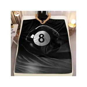 Edgy 8-Ball Graphic Black Throw Blanket