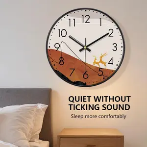Fashion Abstract Wall Clock Minimalist Golden Deer Silent Non-ticking Clock Large Numeral For Living Room Bedroom Home Decor