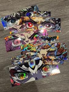 Demon Slayer Holographic Eye Slap Bundle (5 Large slaps + 5 Mini Slaps) Car Sticker Decal Stickers Exactly In Picture