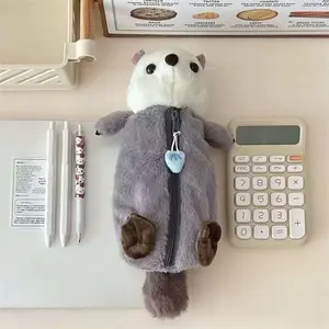 Cartoon Animal Plush Pencil Case  | Zippered Stationery Storage | Durable School Office Bag Writing Pens Doodle Drawing Pen
