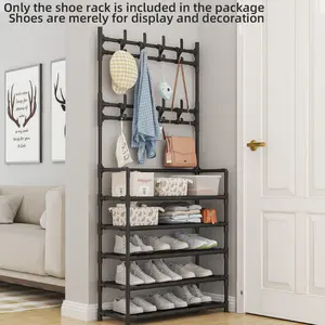 Closet Organizer Rack with Hooks, No Bubble Surface Treatment, Ideal for Clothes, Hats, Bags, Umbrellas, Easy Assembly Home Storage Solution