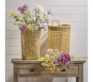 15-17" Bamboo Rattan Wall Basket By Valerie 15-17" Bamboo Rattan Wall Basket By Valerie