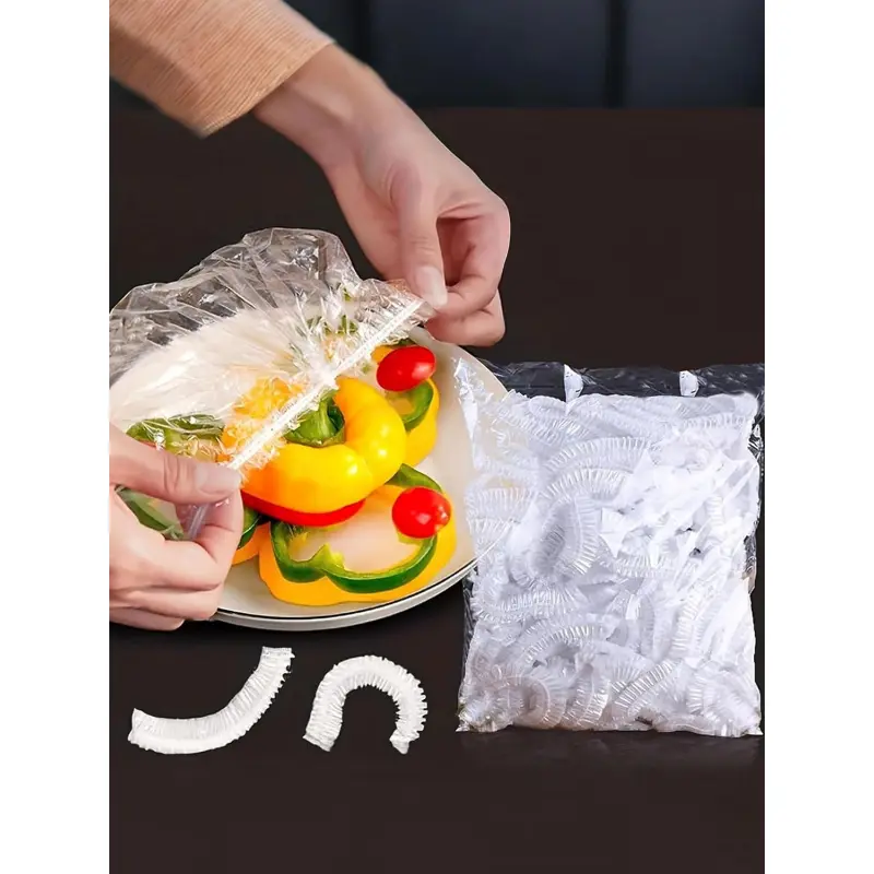 100 Pcs Plastic Bowl Covers, Plastic Elastic Disposable, Stretch Fresh Keeping Food Cover Utensils for Kitchen Storage, Bread Proofing, Sourdough, Plate, Fruits, Containers, Dust Protection, Multi-Purpose