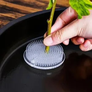 1pc Plastic Transparent Flower Arranger, Ikebana Kenzan Flower Arrangement Pin Frog Holder with 3 Mini Suction Cups on Bottom, Fixable on Uneven Glass Ceramic Vase