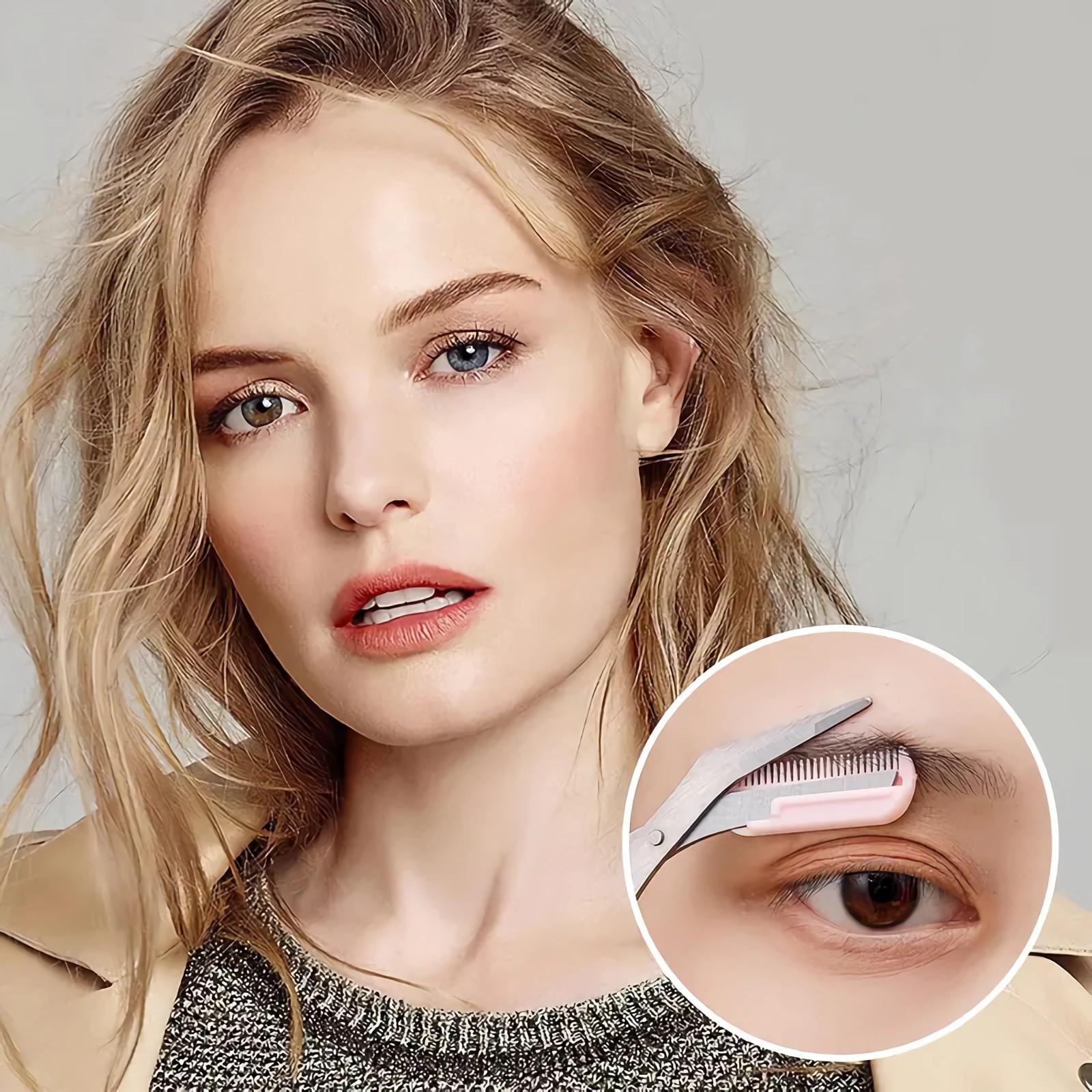 Portable Eyebrow Trimmer Set, Stainless Steel Eyebrow Scissors with Comb, Precision Eyebrow Tools, Makeup Tools for Women, Eyebrow Kit, Eyebrow Styling Kit