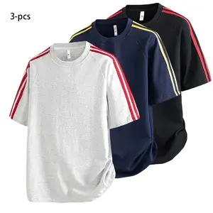 Summer streetwear loose casual color-block trendy brand, versatile short-sleeve athletic top #SummerVibes