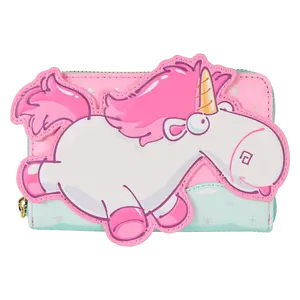 Despicable Me Minions Fluffy Unicorn Rainbow Glitter Zip Around Wallet